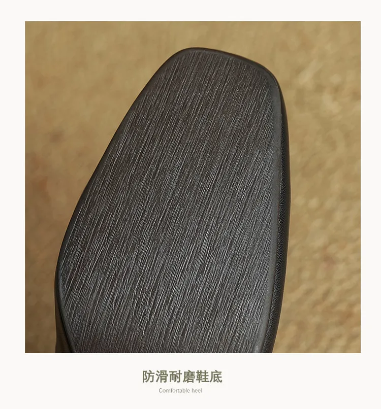 Discontinued stock available in various sizes - Spring style square-toe chunky heel high-heeled women's leather shoes, 3-12g