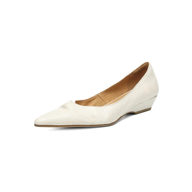 Summer flats, wedge heels, pointed toes, low-cut fashion sheepskin women's shoes, 3-12d