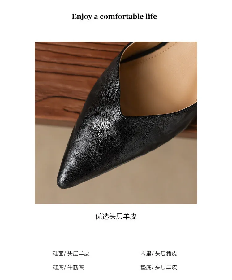 Summer flats, wedge heels, pointed toes, low-cut fashion sheepskin women's shoes, 3-12d