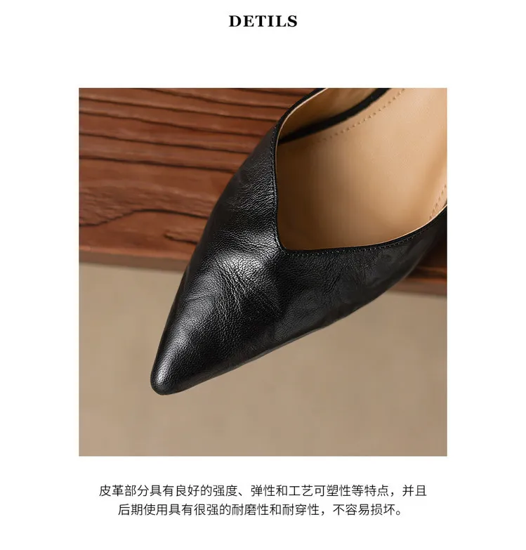 Summer flats, wedge heels, pointed toes, low-cut fashion sheepskin women's shoes, 3-12d