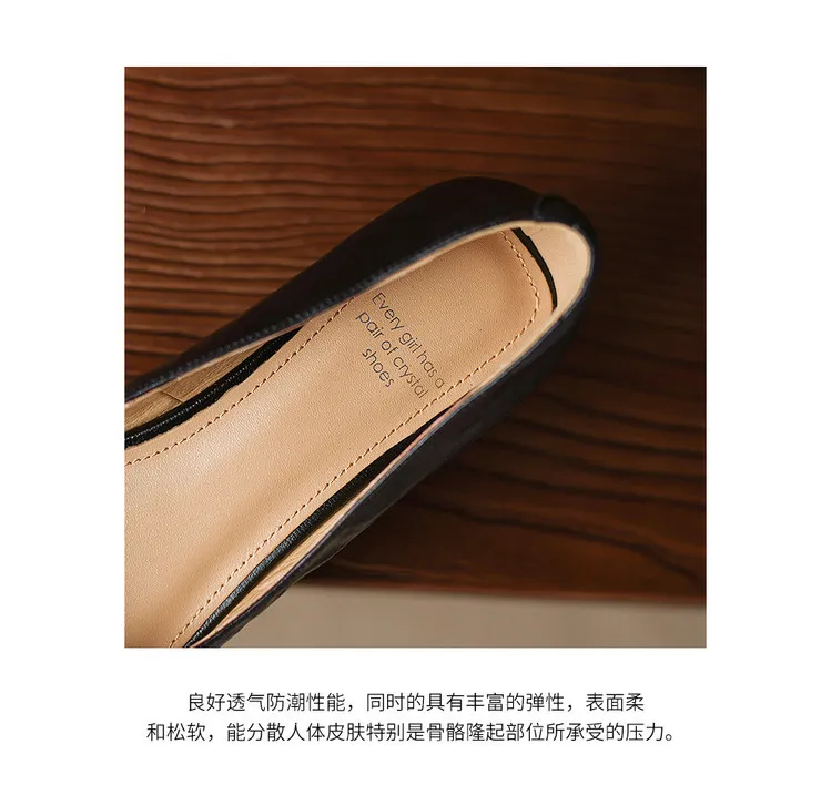 Summer flats, wedge heels, pointed toes, low-cut fashion sheepskin women's shoes, 3-12d