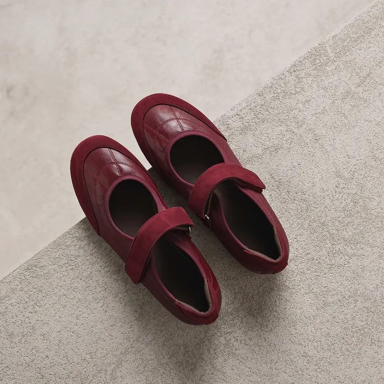Early Spring Flat Round Toe Single Shoes with Velcro Straps, Women's Fashion Shoes 3-7j