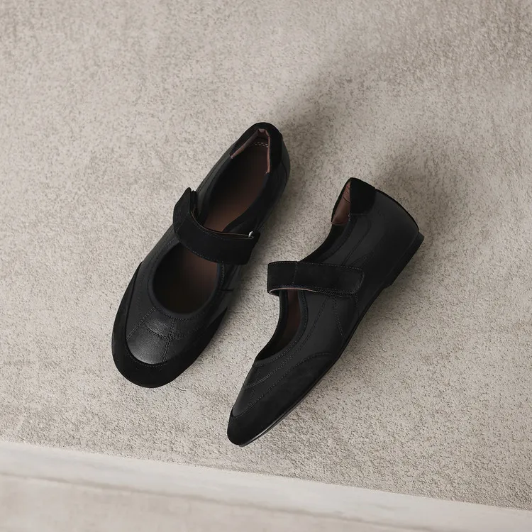 Early Spring Flat Round Toe Single Shoes with Velcro Straps, Women's Fashion Shoes 3-7j