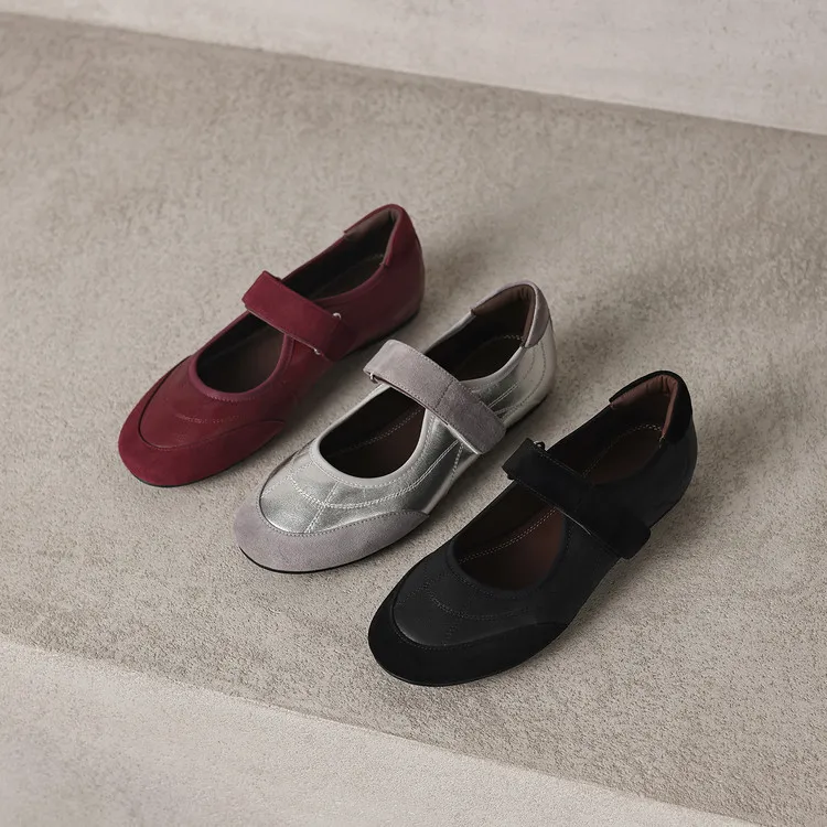 Early Spring Flat Round Toe Single Shoes with Velcro Straps, Women's Fashion Shoes 3-7j