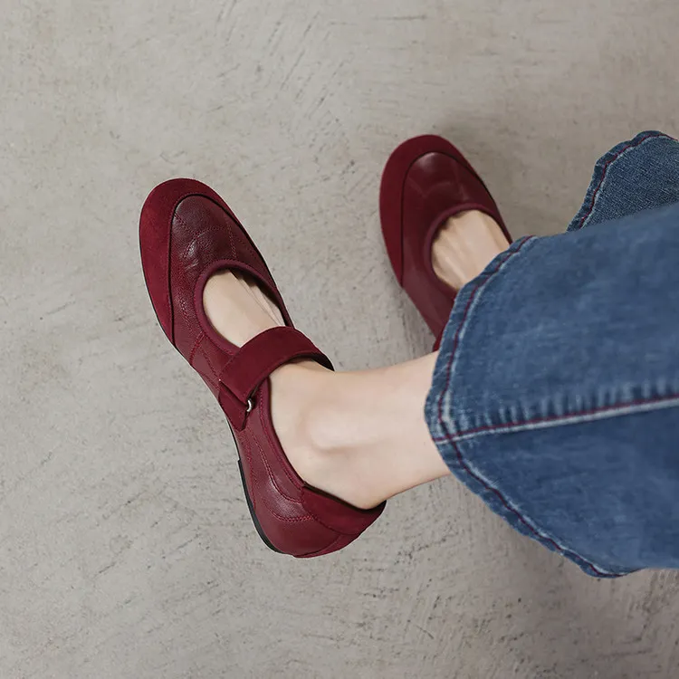 Early Spring Flat Round Toe Single Shoes with Velcro Straps, Women's Fashion Shoes 3-7j