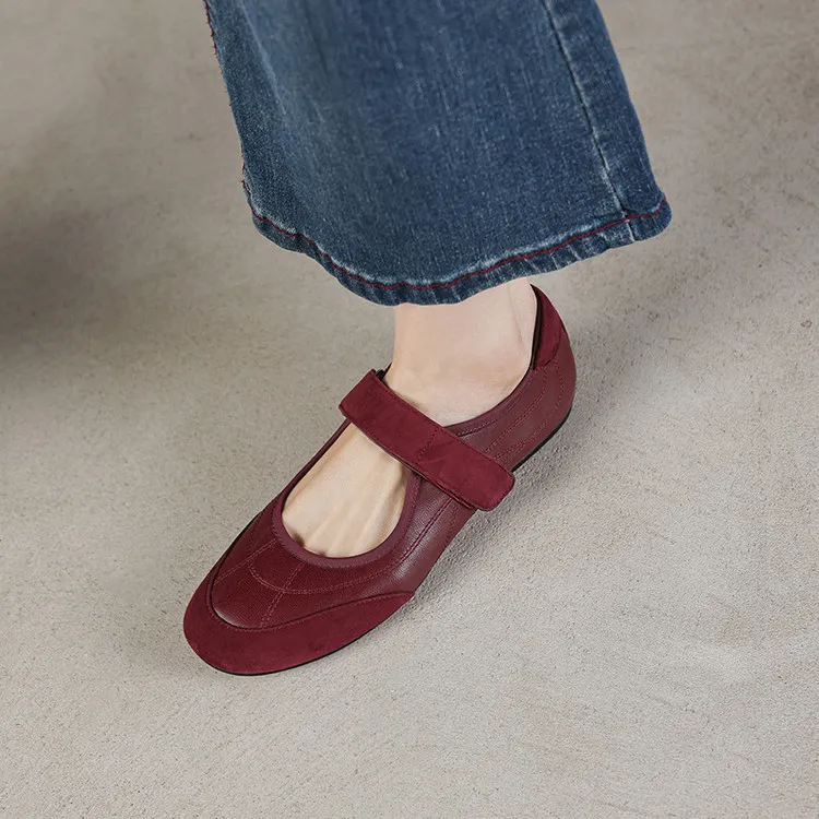 Early Spring Flat Round Toe Single Shoes with Velcro Straps, Women's Fashion Shoes 3-7j
