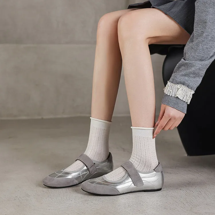 Early Spring Flat Round Toe Single Shoes with Velcro Straps, Women's Fashion Shoes 3-7j
