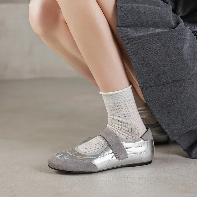 Early Spring Flat Round Toe Single Shoes with Velcro Straps, Women's Fashion Shoes 3-7j