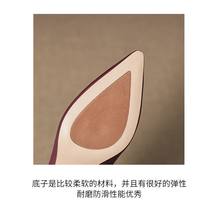 Spring single shoes, pointed toe, stiletto heel, low-cut fashion leather women's shoes, 3-12n