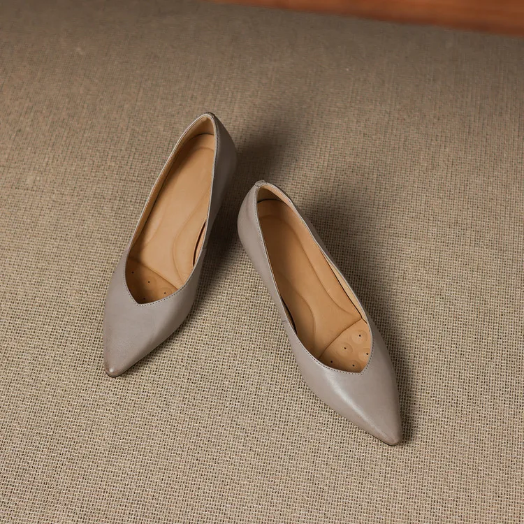 Spring single shoes, pointed toe, stiletto heel, low-cut fashion leather women's shoes, 3-12n
