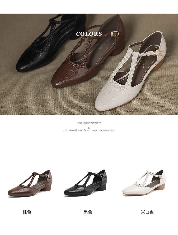 Summer style sheepskin sandals, closed toe, chunky heel, high heel, buckle, open-toe fashion women's shoes 3-12a