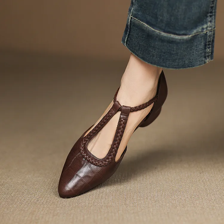 Summer style sheepskin sandals, closed toe, chunky heel, high heel, buckle, open-toe fashion women's shoes 3-12a