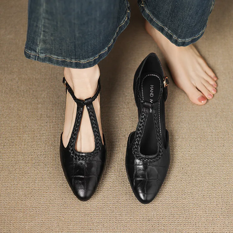 Summer style sheepskin sandals, closed toe, chunky heel, high heel, buckle, open-toe fashion women's shoes 3-12a