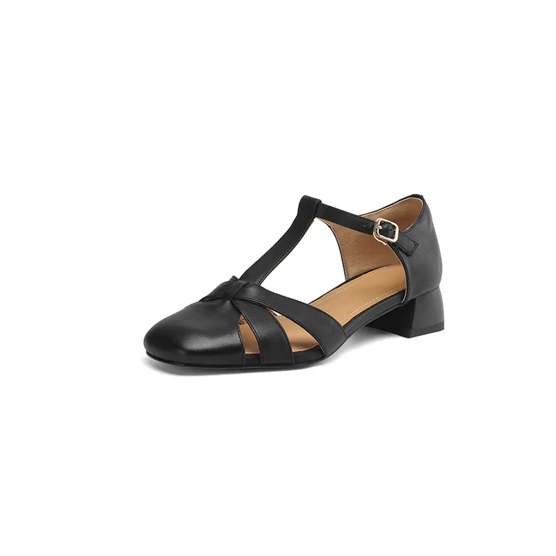 Summer sandals, chunky heel, low heel, buckle, fashion women's shoes, 3-12s