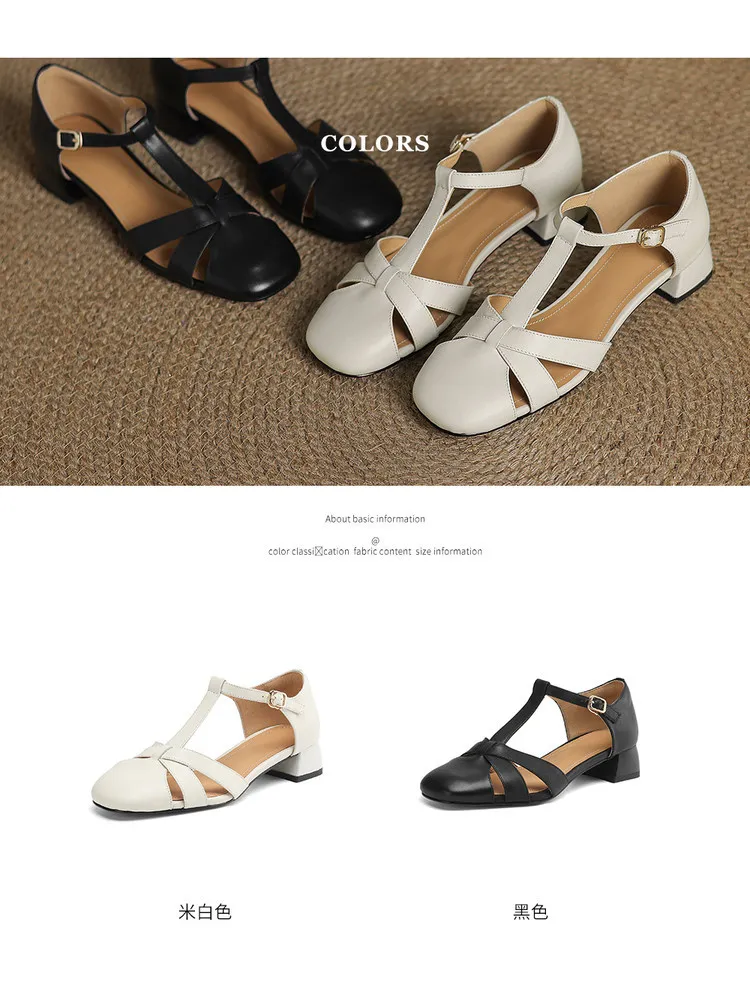 Summer sandals, chunky heel, low heel, buckle, fashion women's shoes, 3-12s