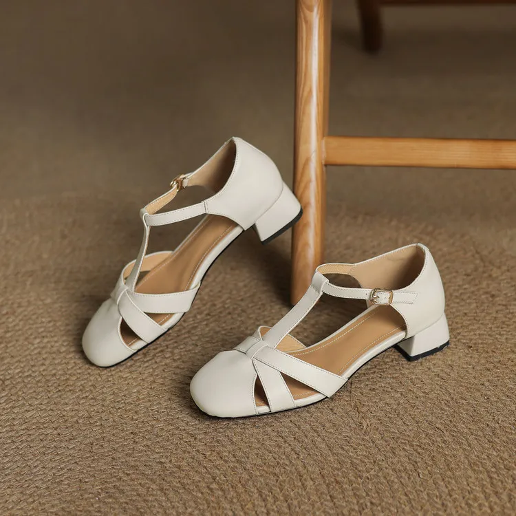 Summer sandals, chunky heel, low heel, buckle, fashion women's shoes, 3-12s