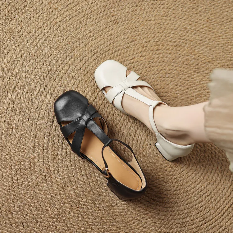 Summer sandals, chunky heel, low heel, buckle, fashion women's shoes, 3-12s