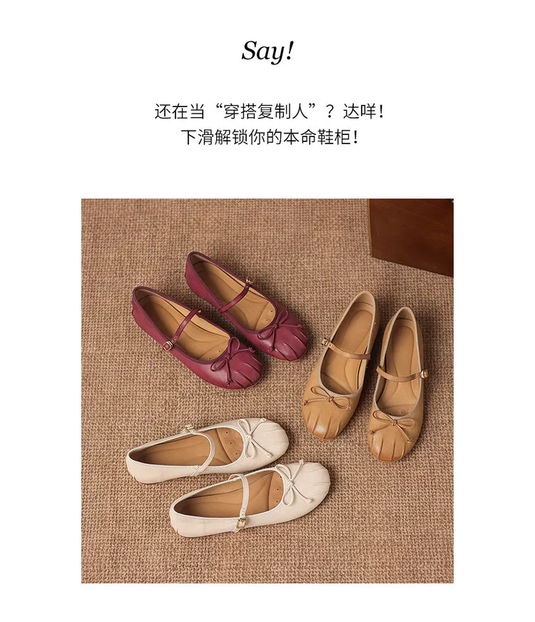 Spring single shoes, round toe, flat, buckle, slip-on sheepskin women's shoes, 3-12j