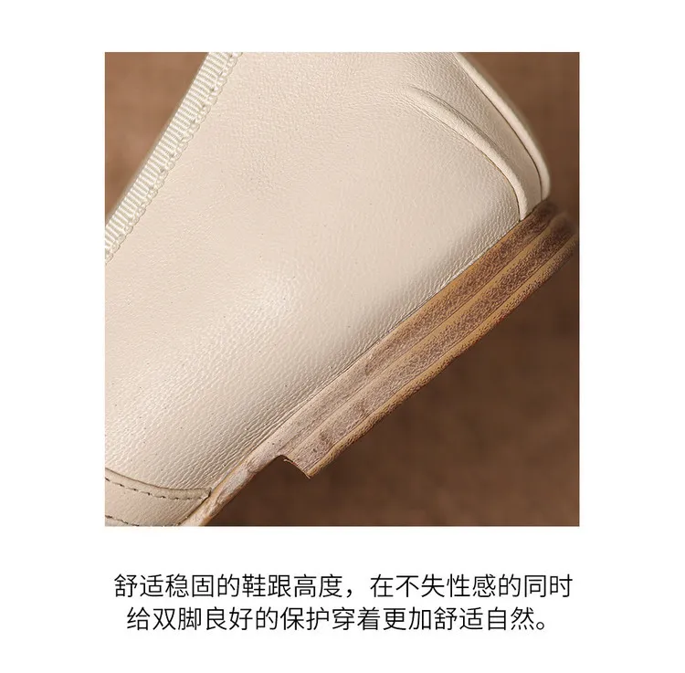 Spring single shoes, round toe, flat, buckle, slip-on sheepskin women's shoes, 3-12j