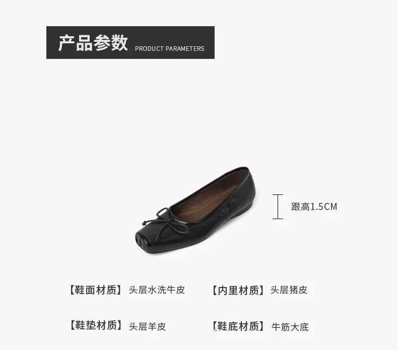 Spring single shoes, square toe, chunky heel, low heel, cowhide fashion women's shoes, size 3-14o