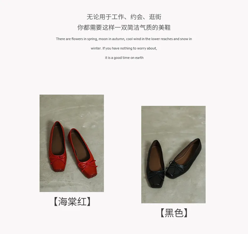 Spring single shoes, square toe, chunky heel, low heel, cowhide fashion women's shoes, size 3-14o