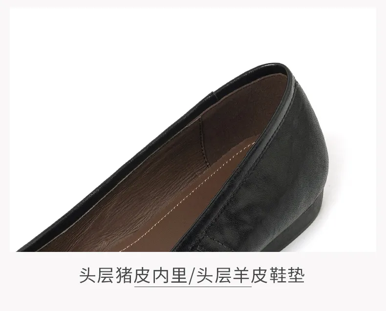 Spring single shoes, square toe, chunky heel, low heel, cowhide fashion women's shoes, size 3-14o