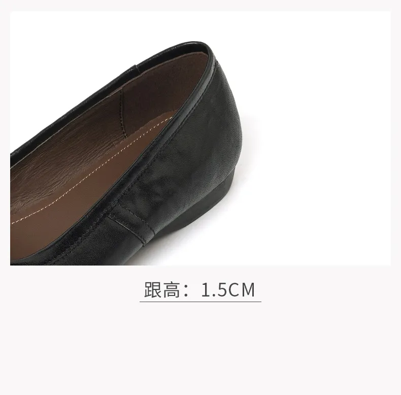 Spring single shoes, square toe, chunky heel, low heel, cowhide fashion women's shoes, size 3-14o