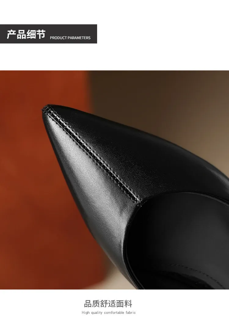 Spring single shoes, pointed toe, low-cut, wedge heel, elegant cowhide fashion women's shoes, size 3-17o