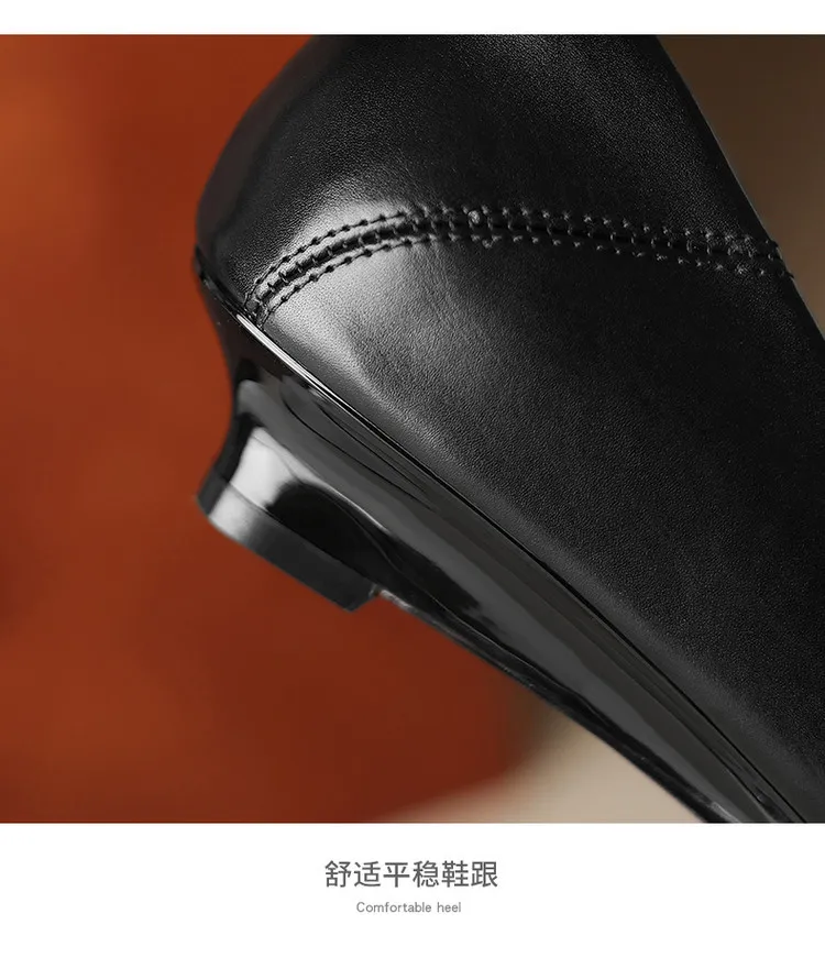 Spring single shoes, pointed toe, low-cut, wedge heel, elegant cowhide fashion women's shoes, size 3-17o