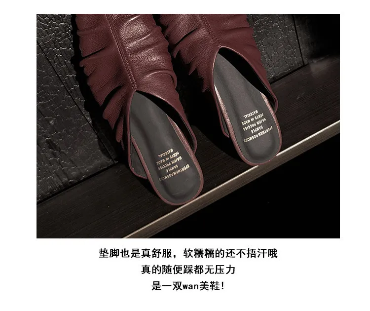 Spring Slippers, Square Toe, Flat, Closed Toe, Fashionable Sheepskin Women's Shoes, 3-19j