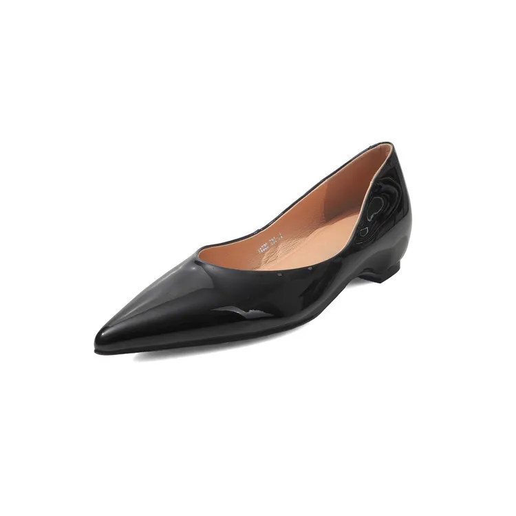 Spring pointed-toe slip-on patent leather single shoes 3-19k