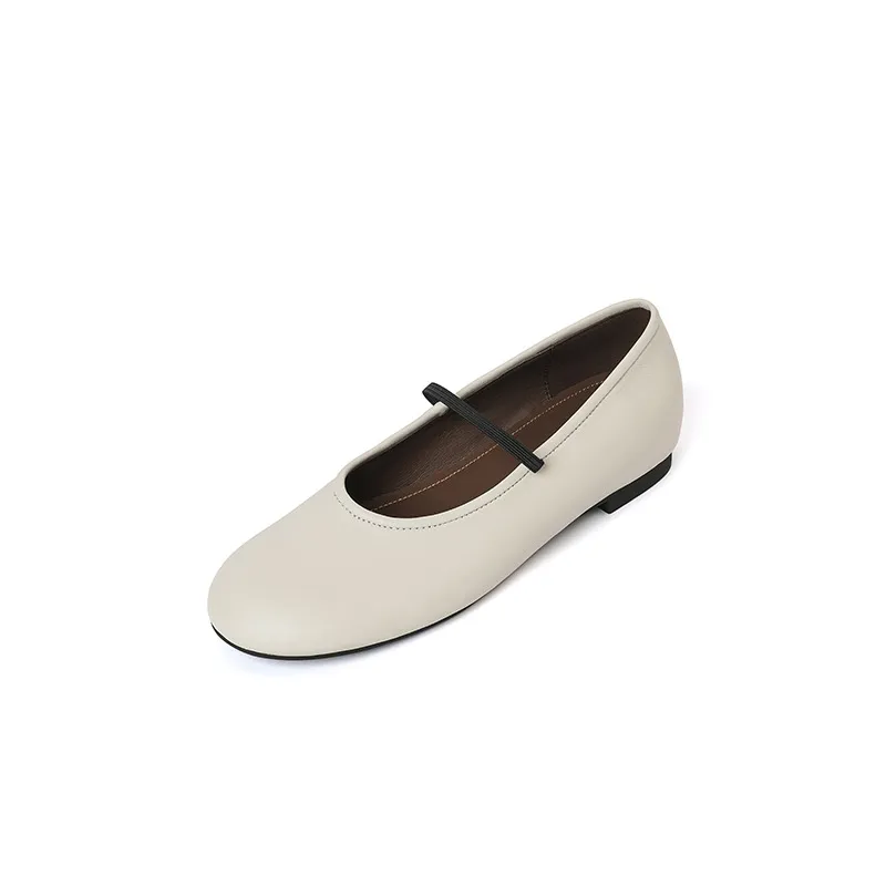 Spring single shoes, round toe, flat, cowhide, simple and comfortable women's shoes, 3-14n