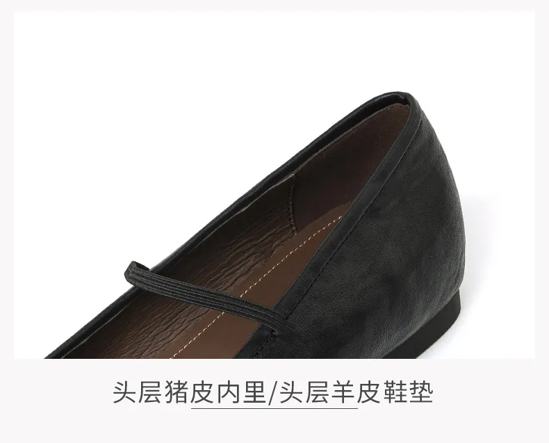 Spring single shoes, round toe, flat, cowhide, simple and comfortable women's shoes, 3-14n