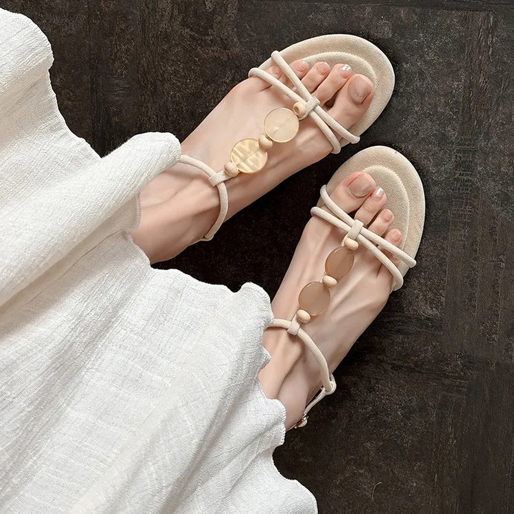 Summer sandals, round toe, chunky heel, low heel, buckle, fashion women's shoes, 3-19o