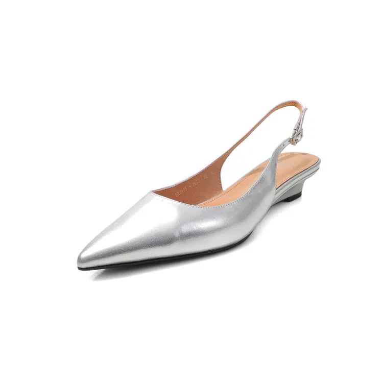 Spring pointed-toe wedge heel fashion leather women's shoes 3-17k