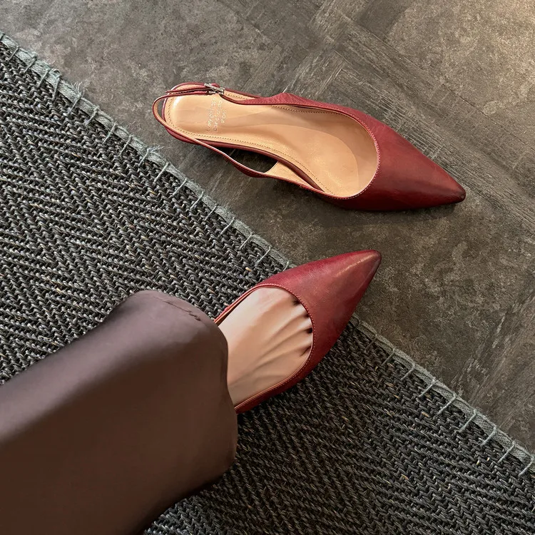 Spring pointed-toe wedge heel fashion leather women's shoes 3-17k