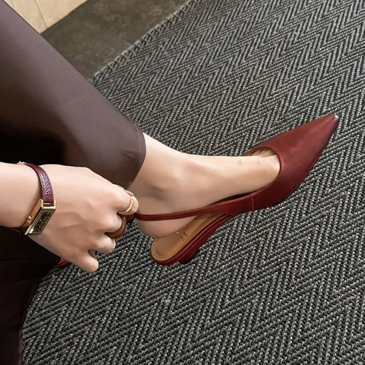 Spring pointed-toe wedge heel fashion leather women's shoes 3-17k