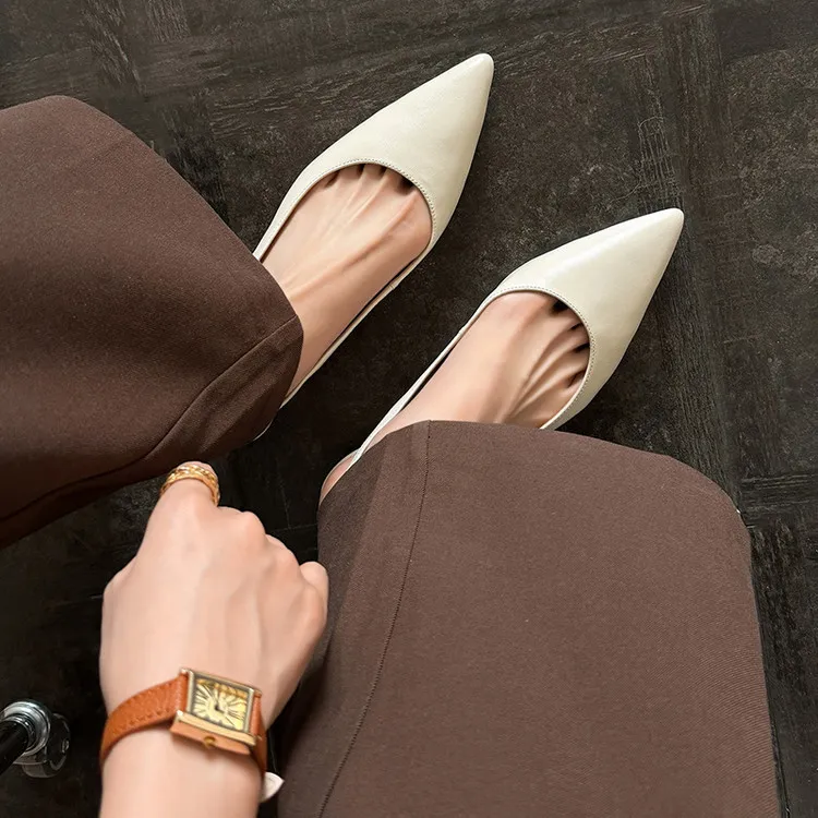 Spring pointed-toe wedge heel fashion leather women's shoes 3-17k