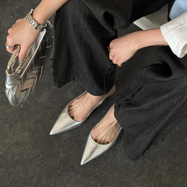 Spring pointed-toe wedge heel fashion leather women's shoes 3-17k