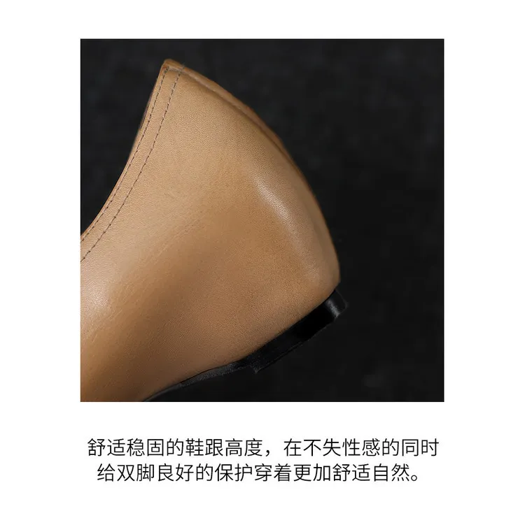 Spring women's shoes, square toe, high heel, wedge heel, buckle, cowhide leather, sizes 3-17L