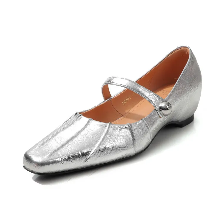 Spring single-shoe square-toe heeled sheepskin fashion women's shoes 3-17y