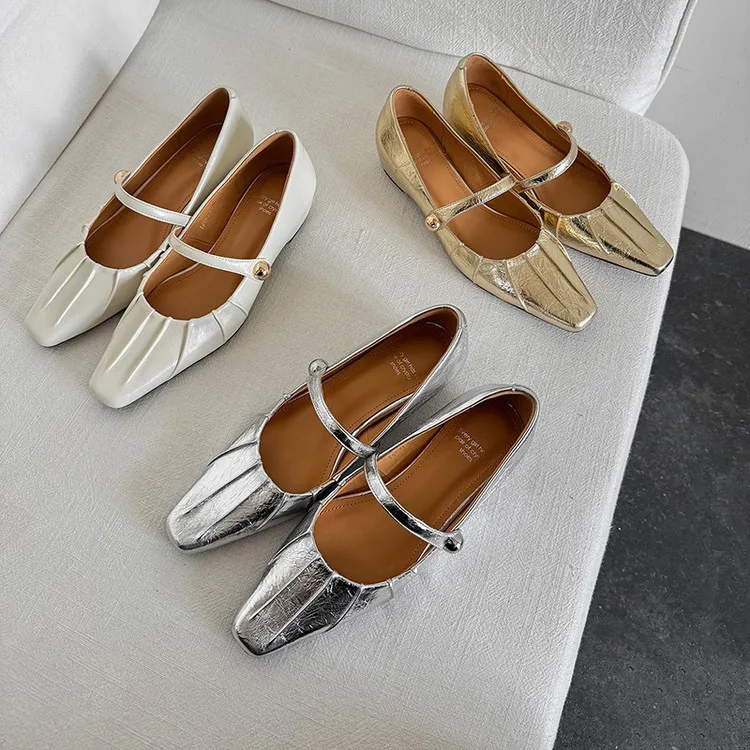 Spring single-shoe square-toe heeled sheepskin fashion women's shoes 3-17y