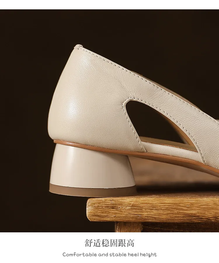 Summer single shoes, square toe, chunky heel, high heel, hollow-out fashion women's shoes, 3-19g