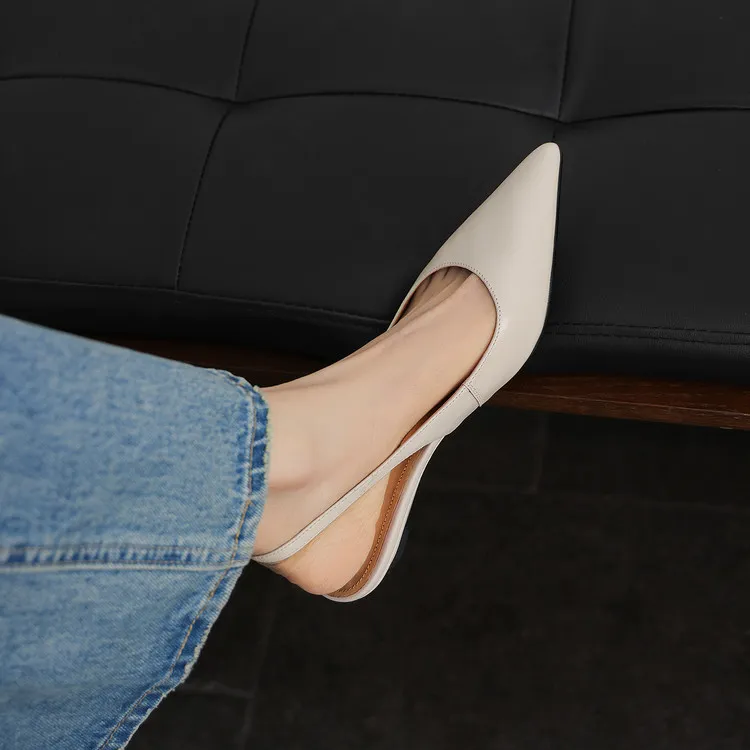 Summer sandals, pointed toe, wedge heel, cowhide, fashion women's shoes, burgundy, silver, beige, 3-22f