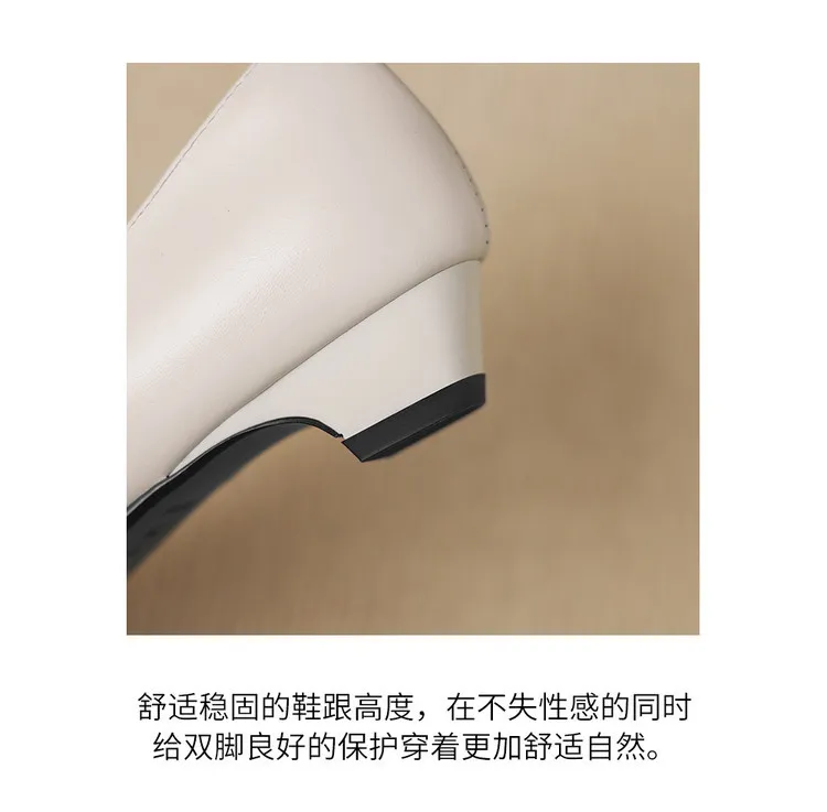 Spring color-blocked pointed-toe chunky heel high-heeled fashion sheepskin women's shoes 3-17p