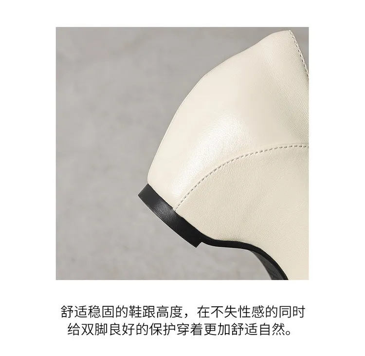 Spring pointed-toe platform heeled sheepskin fashion women's shoes, brown, black, off-white, 3-19p