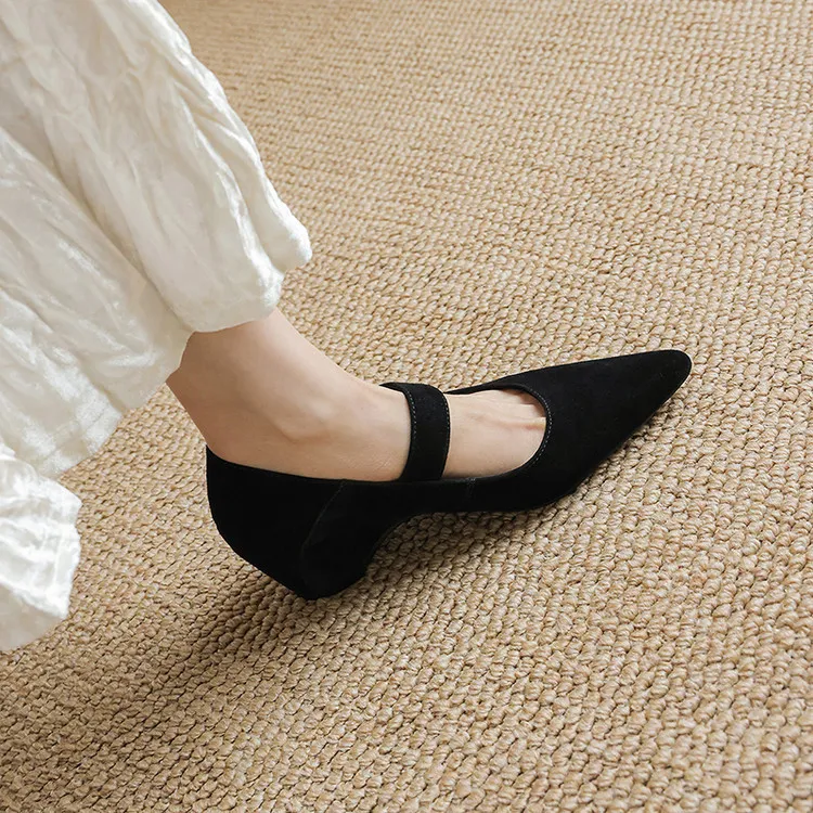 Spring pointed-toe platform heeled sheepskin fashion women's shoes, brown, black, off-white, 3-19p