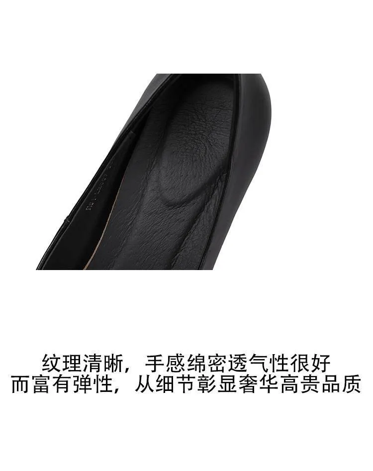 Spring single shoes, square toe, chunky heel, high heel, deep opening, slip-on, minimalist fashion women's shoes