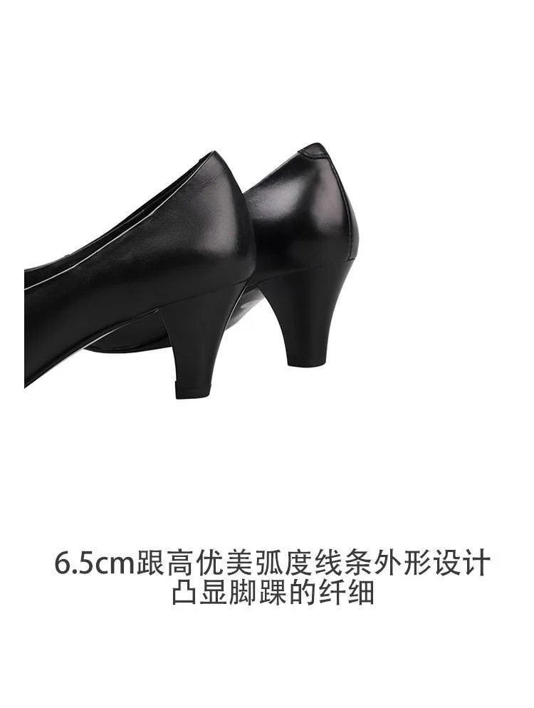 Spring single shoes, square toe, chunky heel, high heel, deep opening, slip-on, minimalist fashion women's shoes