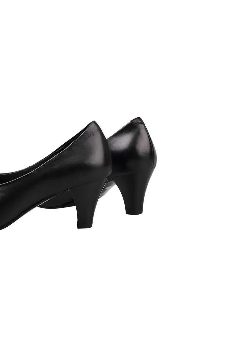 Spring single shoes, square toe, chunky heel, high heel, deep opening, slip-on, minimalist fashion women's shoes